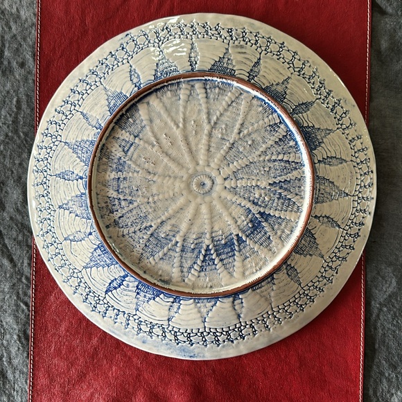 Mikasa “Daniela” Ceramic Round Serving Plate Blue and White Lace Embossed 13” - Picture 4 of 5